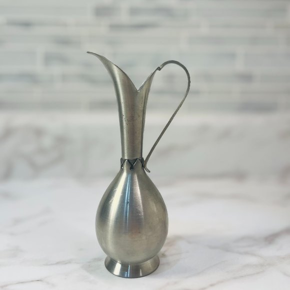 Elegant Mini Pewter Metal Pitcher Bud Vase Haugrud Norway Scandinavian MCM - Picture 2 of 6